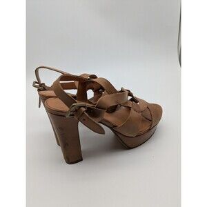 Ash Delire Leather Platform High Heel Sandals- 38.5 US 8 Cognac Brown Open Toe